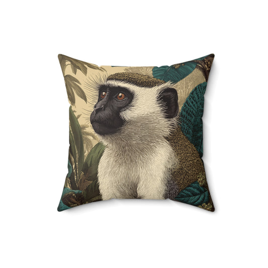 Vervet Monkey Portrait - Faux Suede Square Pillow