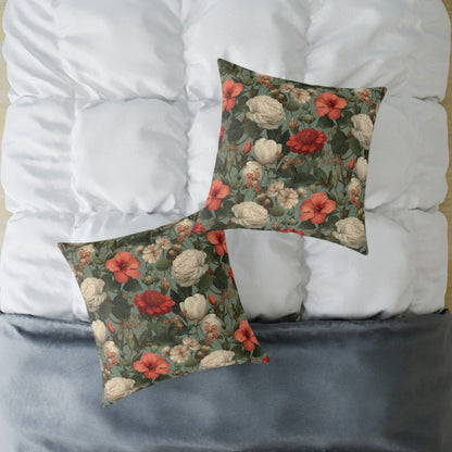 Blossom Meadow Tapestry - Square Poly Canvas Pillow