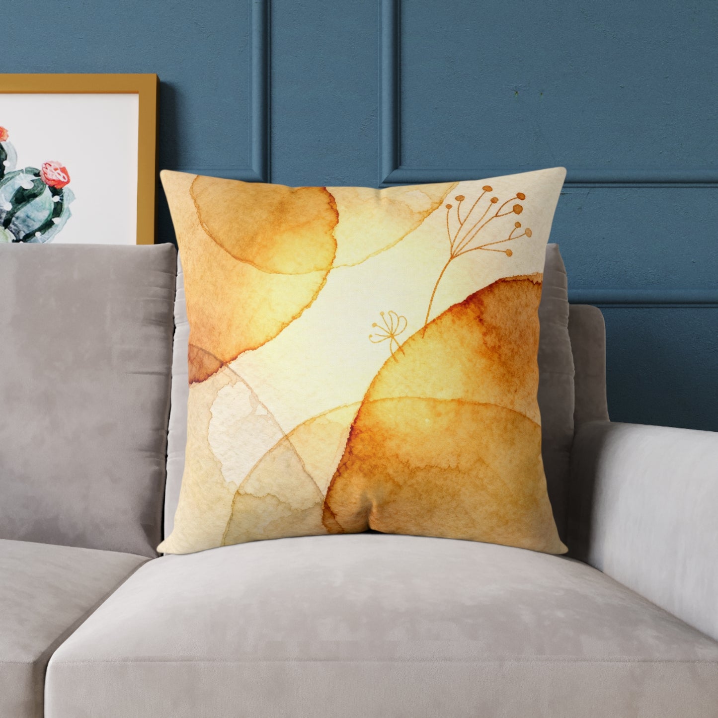 Warm Leaf Ember - Square Poly Canvas Pillow