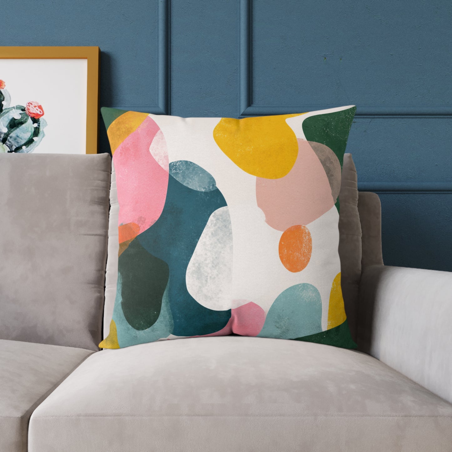 Pastel Pebble Garden - Square Poly Canvas Pillow