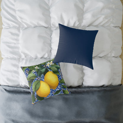 Lemon Orchard Tile Frame - Square Poly Canvas Pillow