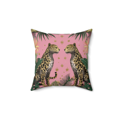 Pink Safari Leopards - Spun Polyester Square Pillow
