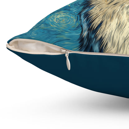 Cosmic Blue Collie - Spun Polyester Square Pillow