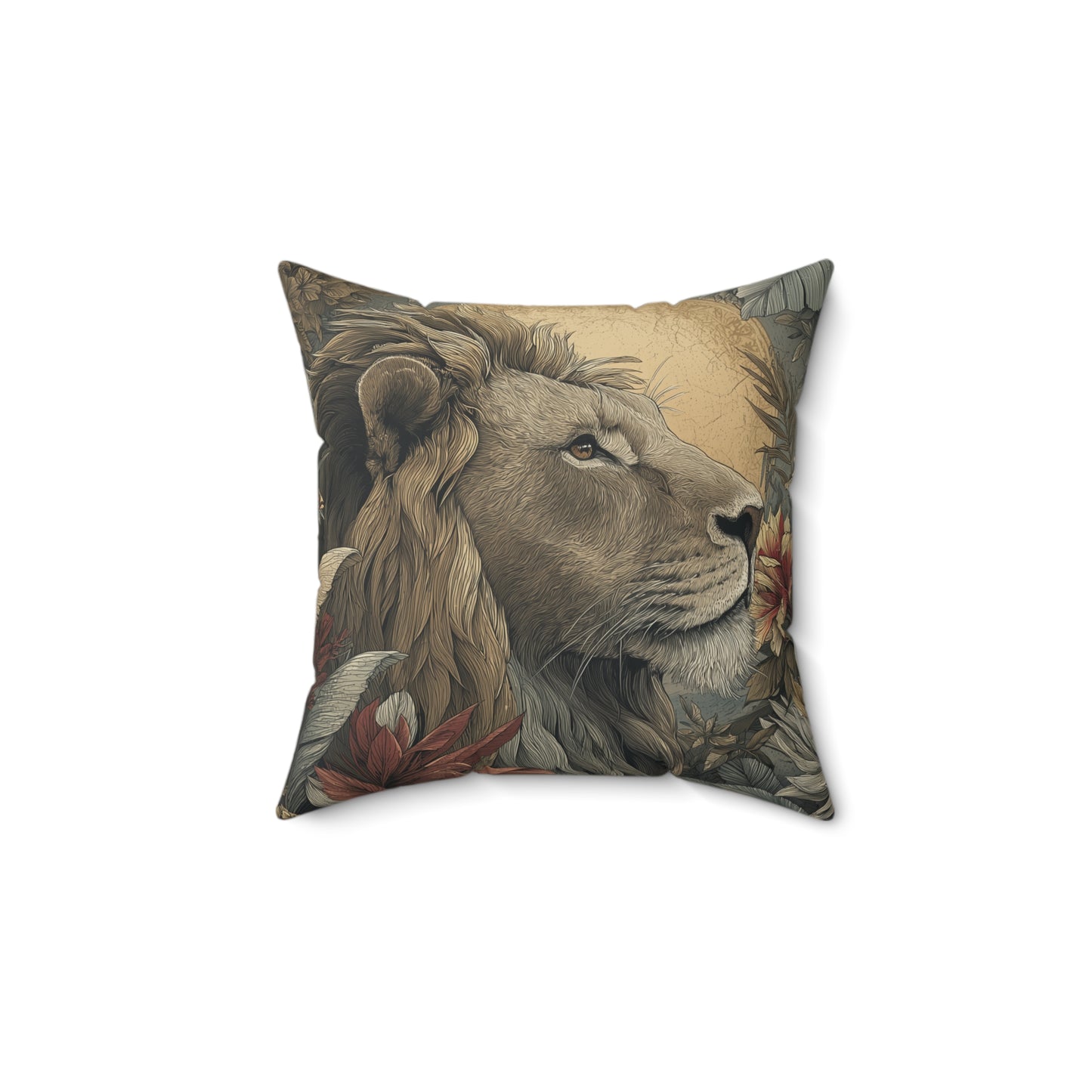 Regal Dawn Lion - Faux Suede Square Pillow