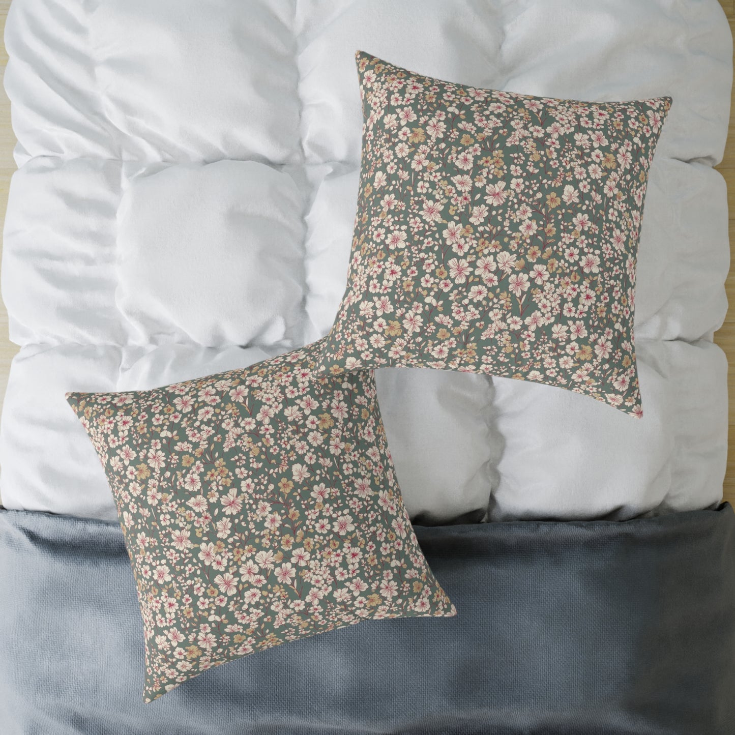 Soft Blush Field - Square Poly Canvas Pillow