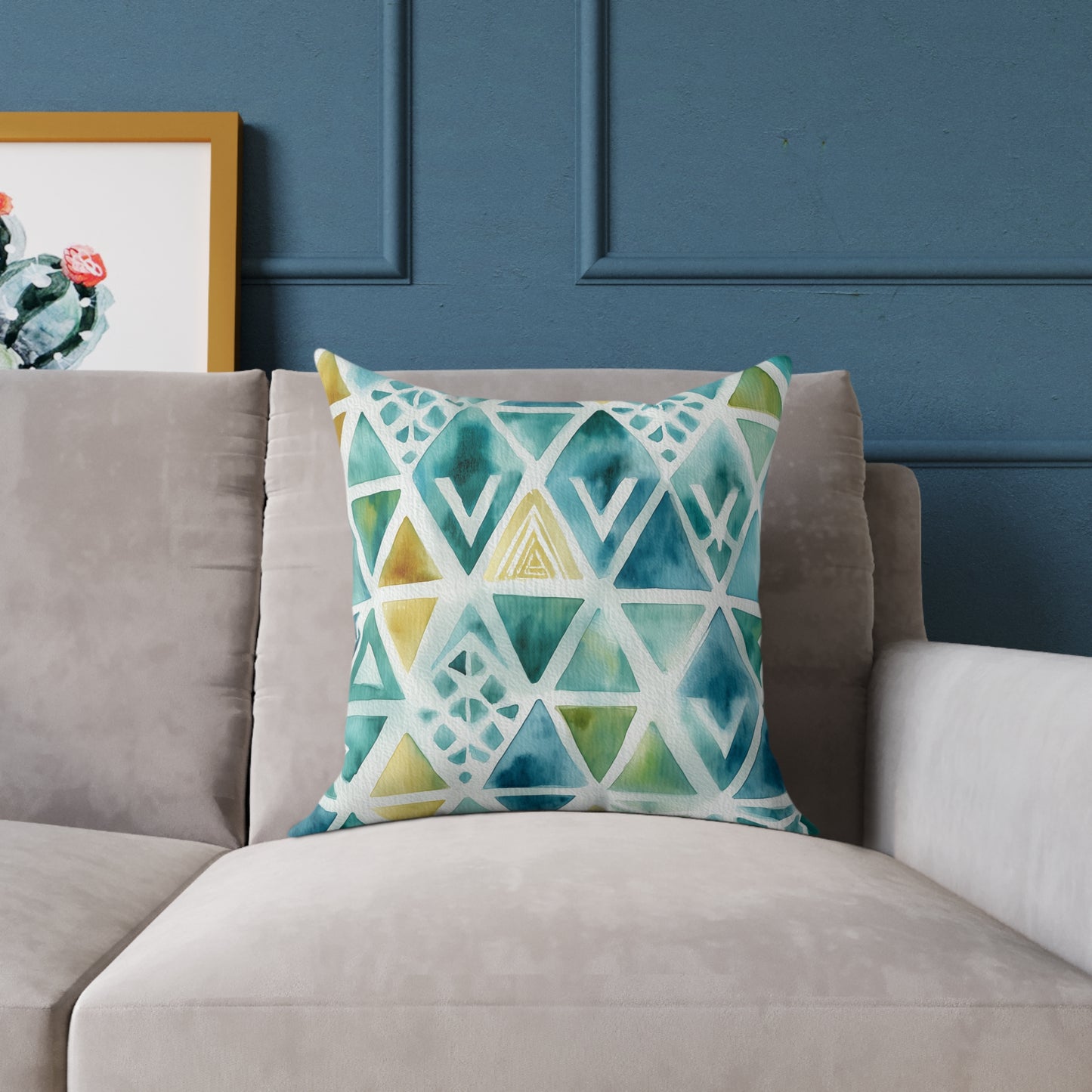 Capri Tidal Diamonds - Square Poly Canvas Pillow
