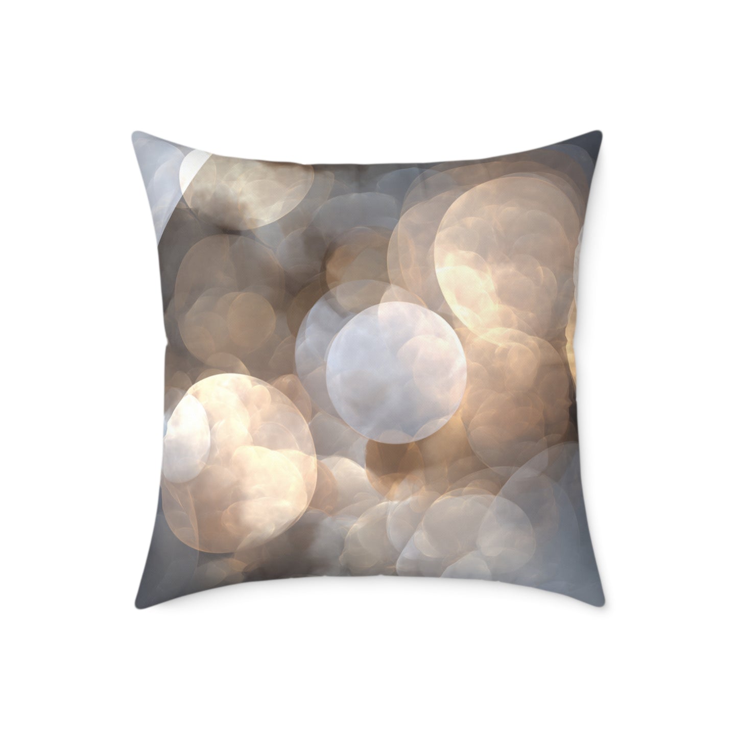 Silver Glow Bokeh - Square Poly Canvas Pillow