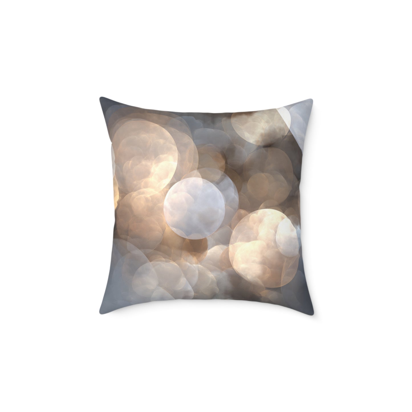 Silver Glow Bokeh - Square Poly Canvas Pillow