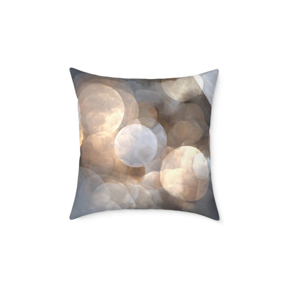 Silver Glow Bokeh - Square Poly Canvas Pillow