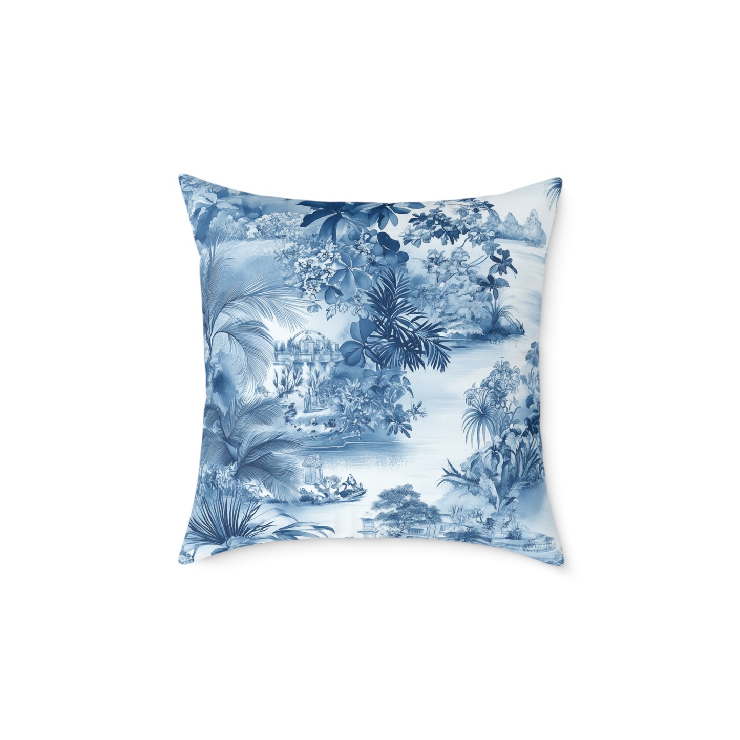 Toile Seaside Escape - Square Poly Canvas Pillow