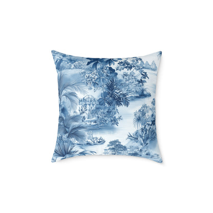 Toile Seaside Escape - Square Poly Canvas Pillow