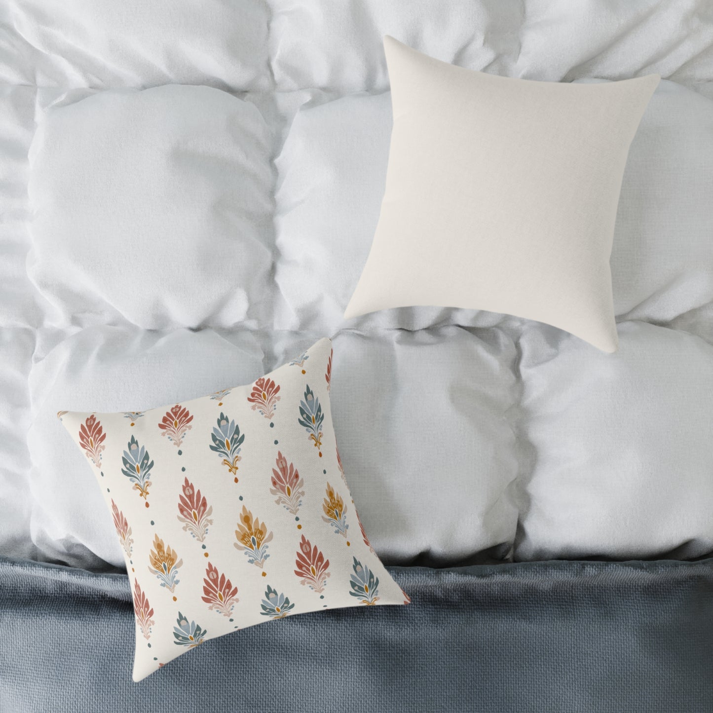 Tribal Bloom Crest - Square Poly Canvas Pillow