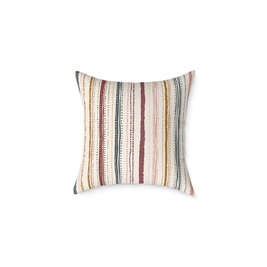 Saffron Loom Stripe - Square Poly Canvas Pillow