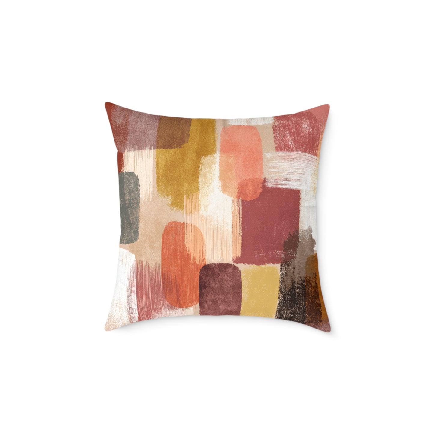 Clay Stone Abstract - Square Poly Canvas Pillow