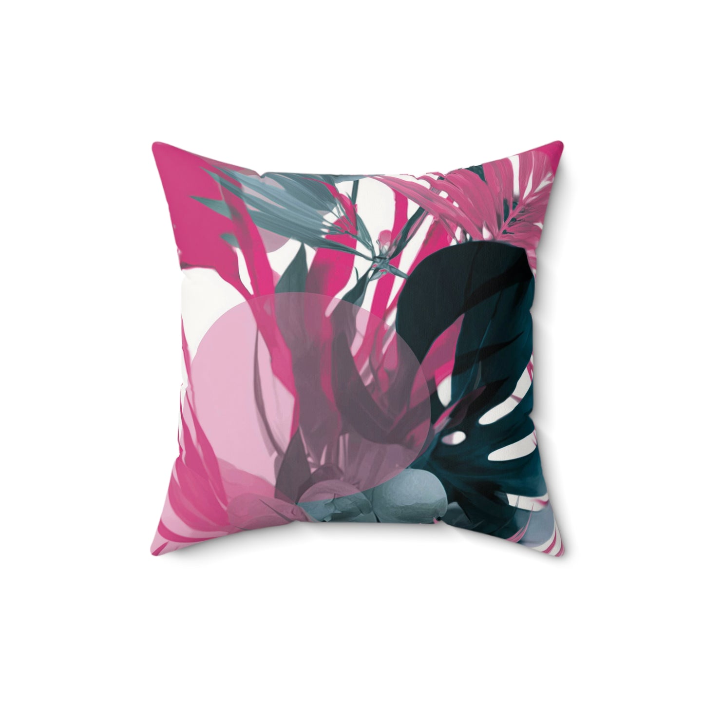 Midnight Palm Burst - Faux Suede Square Pillow