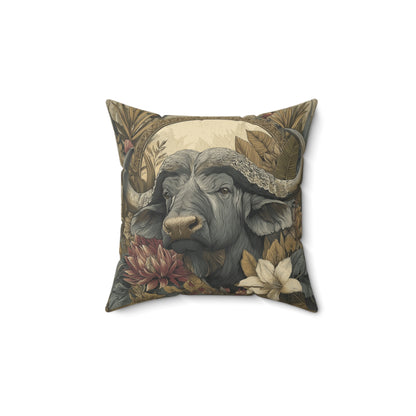 Heritage Cape Buffalo - Faux Suede Square Pillow