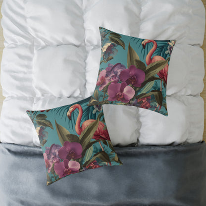 Tropical Blush Bloom - Square Poly Canvas Pillow