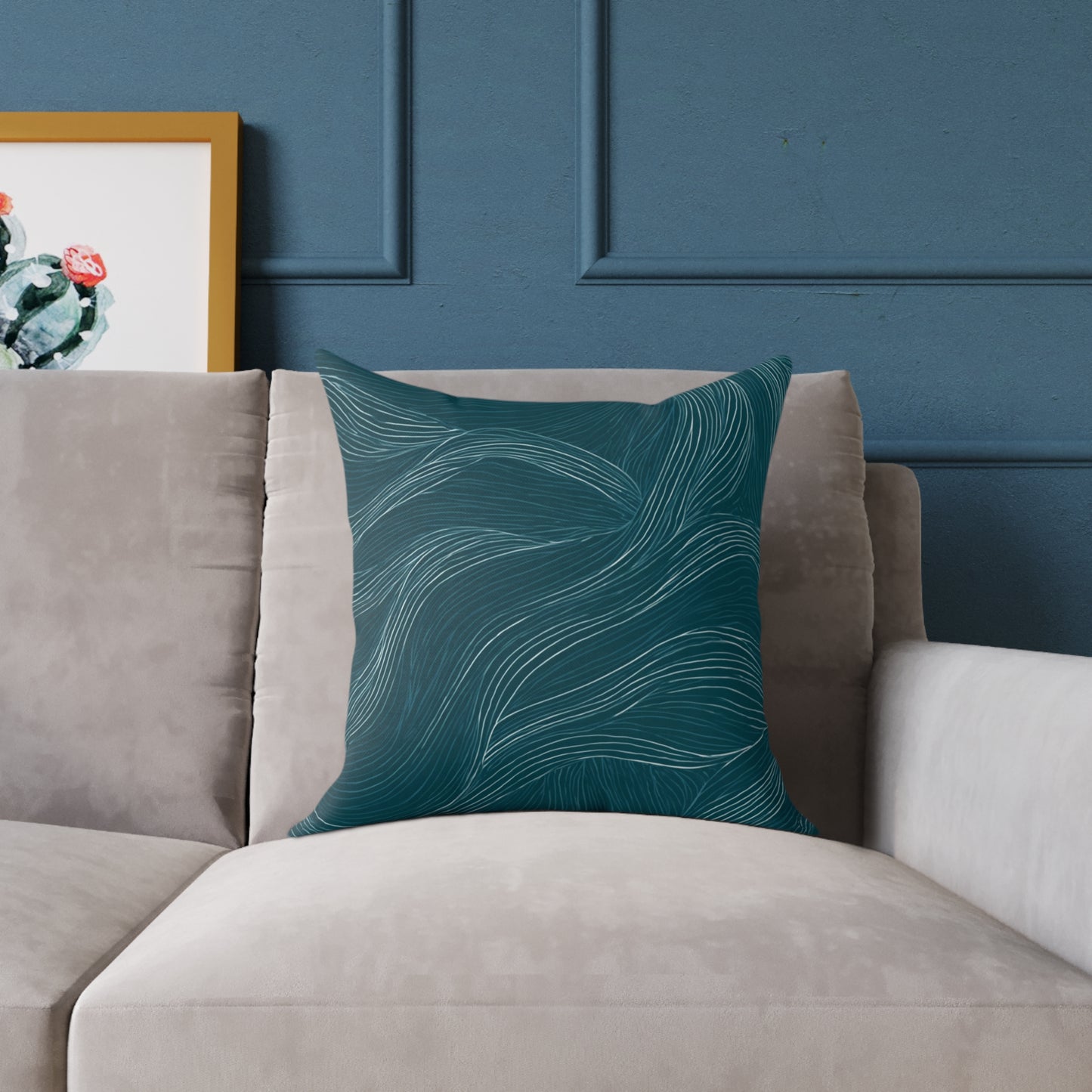 Ocean Current Lines - Square Poly Canvas Pillow