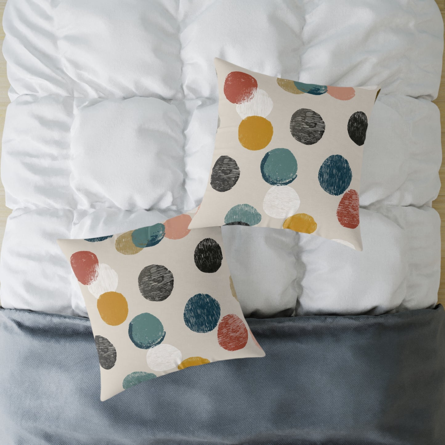 Soft Pebble Dots - Square Poly Canvas Pillow