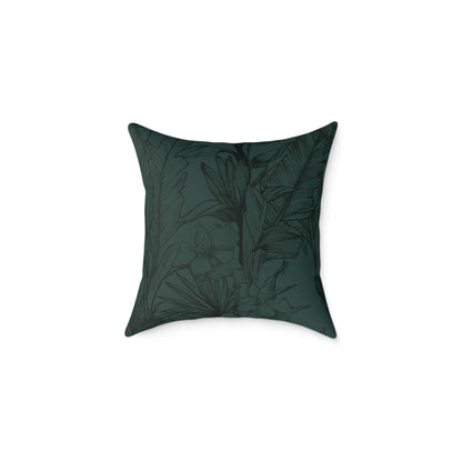 Emerald Night Garden - Square Poly Canvas Pillow