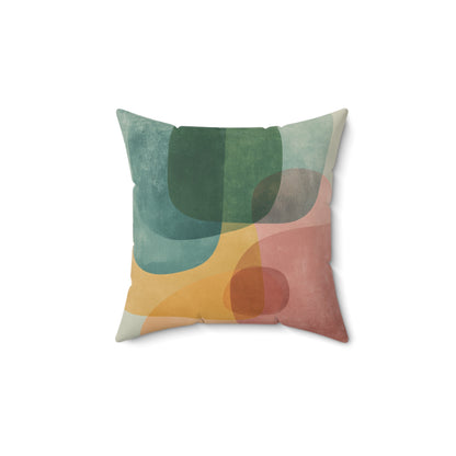 Soft Coral Blocks - Spun Polyester Square Pillow