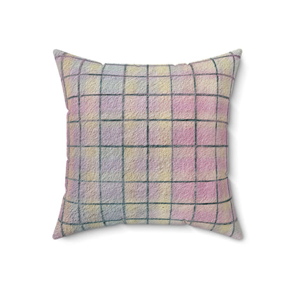 Pastel Grid Calm - Spun Polyester Square Pillow