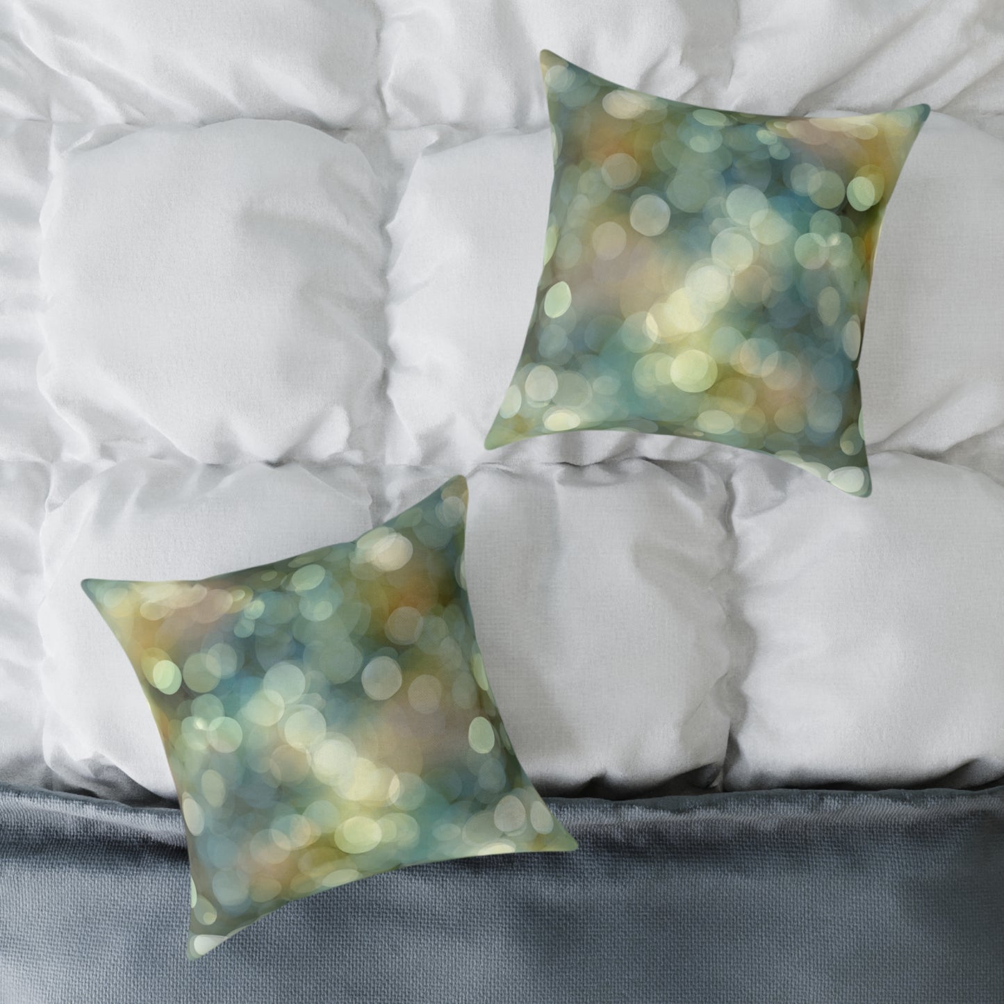 Bokeh Garden Lights - Square Poly Canvas Pillow