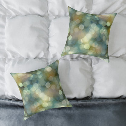 Bokeh Garden Lights - Square Poly Canvas Pillow