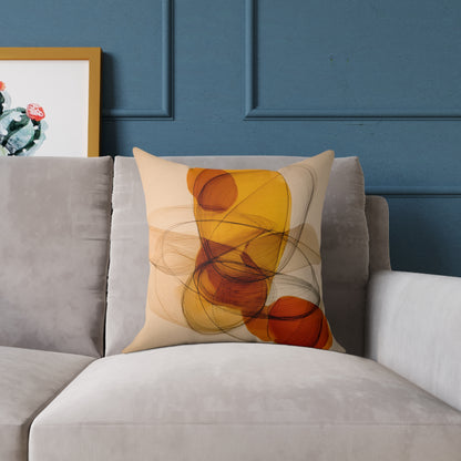 Amber Motion Orbit - Square Poly Canvas Pillow