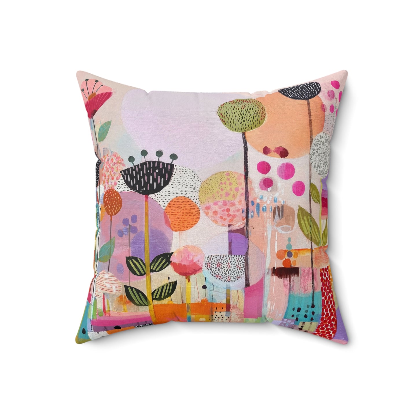 Playful Garden Carnival - Faux Suede Square Pillow