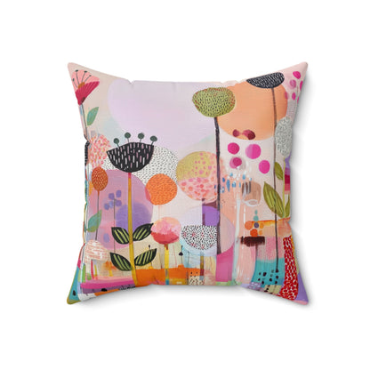Playful Garden Carnival - Faux Suede Square Pillow