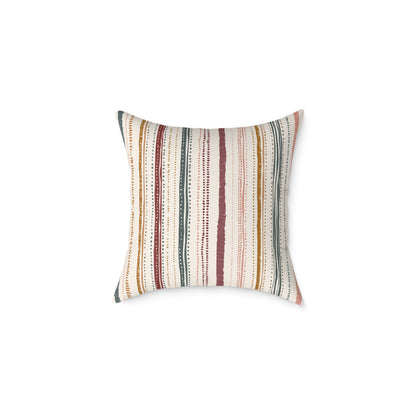 Saffron Loom Stripe - Square Poly Canvas Pillow