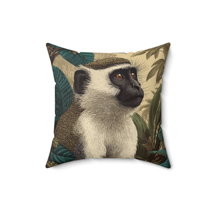 Vervet Monkey Portrait - Faux Suede Square Pillow