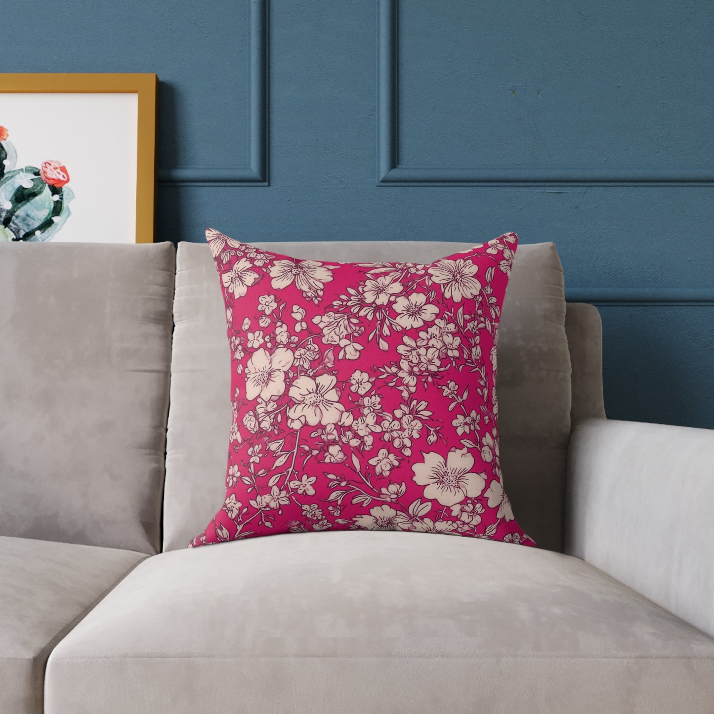 Fuchsia Garden Bloom - Square Poly Canvas Pillow