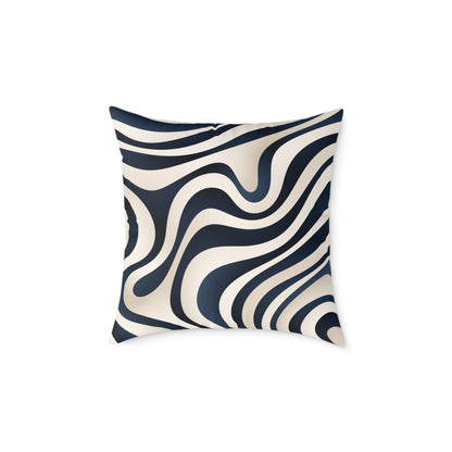 Waveflow – Navy - Square Poly Canvas Pillow