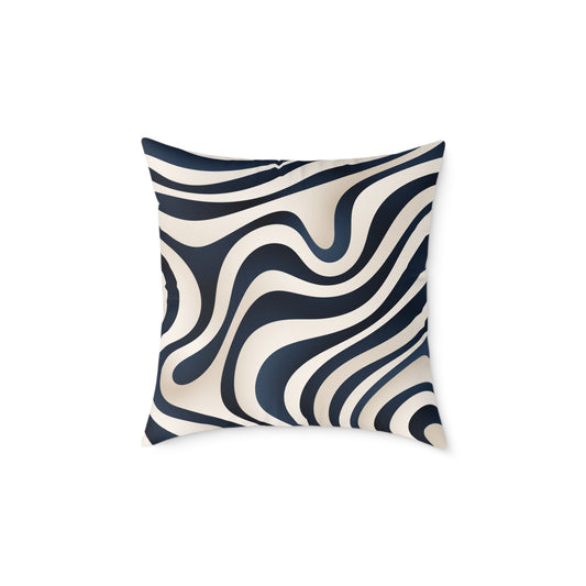 Waveflow – Navy - Square Poly Canvas Pillow