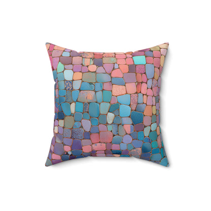 Dusky Jewel Mosaic - Spun Polyester Square Pillow