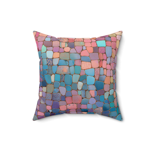 Dusky Jewel Mosaic - Spun Polyester Square Pillow