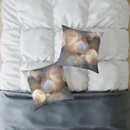 Silver Glow Bokeh - Square Poly Canvas Pillow