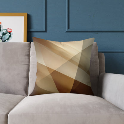 Golden Beam Geometry - Square Poly Canvas Pillow
