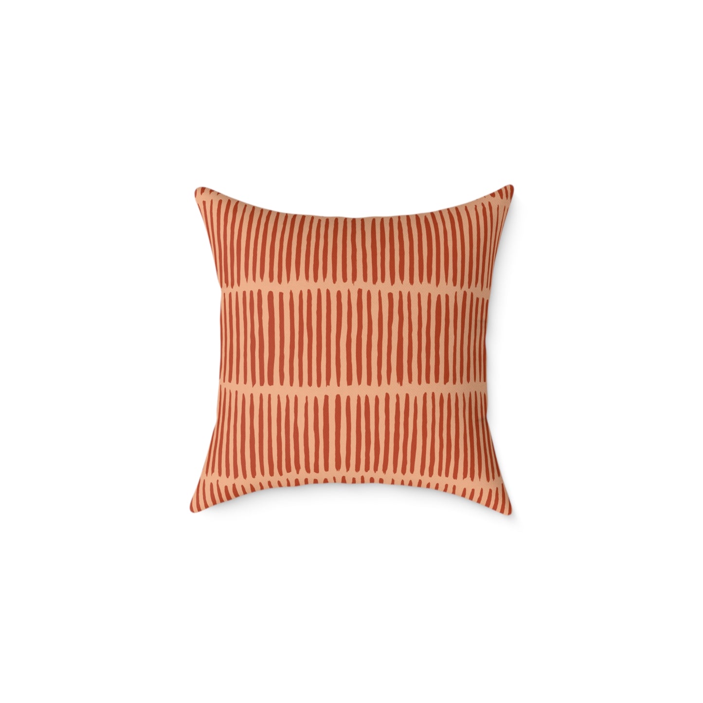 Loom Lines - Coral - Square Poly Canvas Pillow