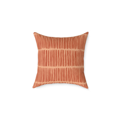 Loom Lines - Coral - Square Poly Canvas Pillow