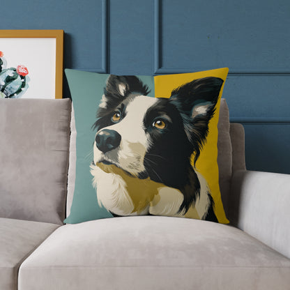 Border Collie Muse - Square Poly Canvas Pillow