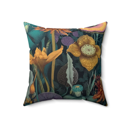 Midnight Bloom - Faux Suede Square Pillow
