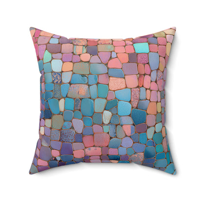 Dusky Jewel Mosaic - Spun Polyester Square Pillow