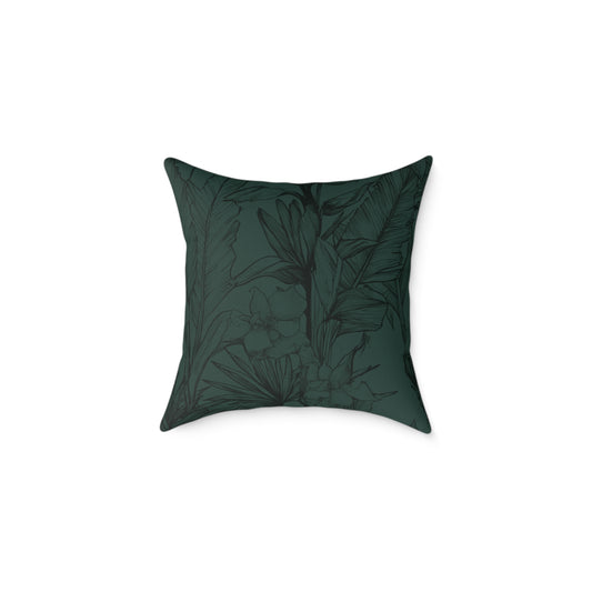 Emerald Night Garden - Square Poly Canvas Pillow