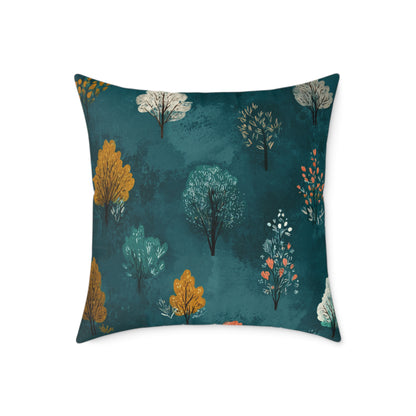 Autumn Orchard Night - Square Poly Canvas Pillow
