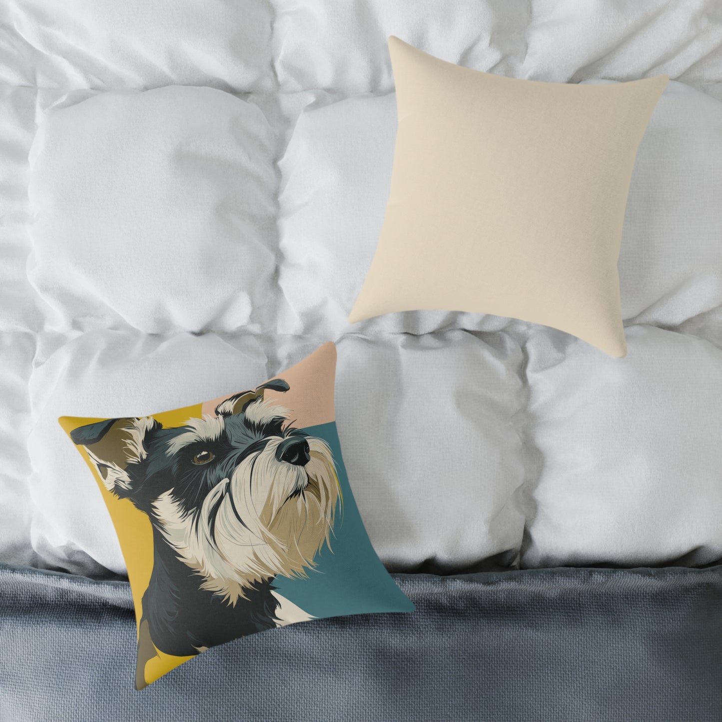 Schnauzer Chic - Square Poly Canvas Pillow