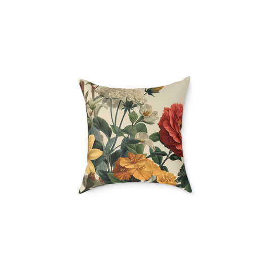 Sunlit Wildflower Bouquet - Square Poly Canvas Pillow