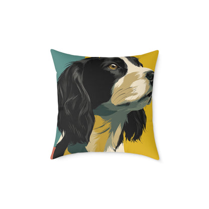 Serene Spaniel - Square Poly Canvas Pillow